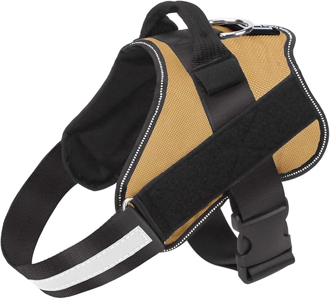 Bolux Dog Harness, No-Pull Reflective Dog Vest, Breathable Adjustable Pet Harness with Handle for Outdoor Walking - No More Pulling, Tugging or Choking (Army Yellow, M) Bolux