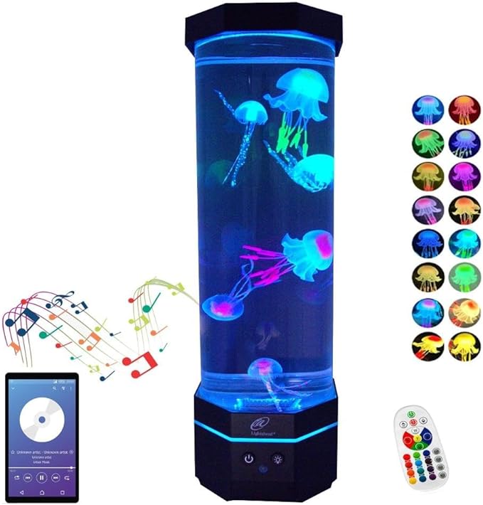 Lightahead LED Sensory Jellyfish Lamp with Bluetooth Speaker and Color Changing Light Effects. Majestic and Standing Tall at 16 Inches! Large (16 Inches Tall) Lightahead%C2%AE