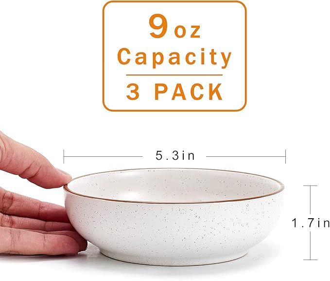 Ceramic Cat Bowls, Howise Pet Bowl Cat Dishes for Food and Water, 5.3 In Cat Food Dish 3 Pack Cat Food Bowls Set Small Dog Dish, Matte White Finish - PAWPICO
