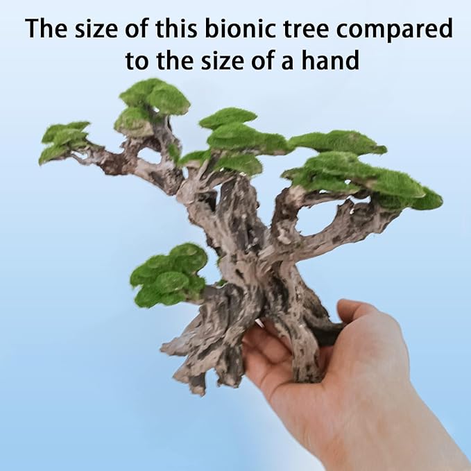Fish Tank Decor- Bonsai Tree of The Forest with Faux Moss- Aquarium Rocks Aquascaping- Made of Sandstone, 8.8 x 4.3 x 7.8 inches Novelsite