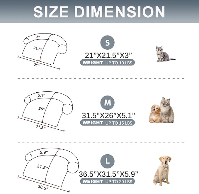 Dogs/Cats Bed Mats, Couch Cover for Dogs, Sofa Style Luxurious Mat for Pets, Waterproof Lining and Nonskid Bottom Perfect on Dog Crate, Cat Cage or in The Car. (Desert Brown, L) - PAWPICO