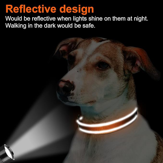 Joytale Dog Collar,Soft Neoprene Padded Breathable Nylon Pet Collar Adjustable for Large Dogs,Orange,L - PAWPICO