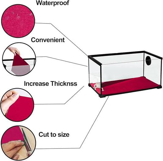 47" x 24" Large Reptile Carpet Terrarium Liner Bedding Reptile Substrate Mat Supplies for Bearded Dragon Snake Lizard Tortoise Leopard Gecko (Red) Mechpia