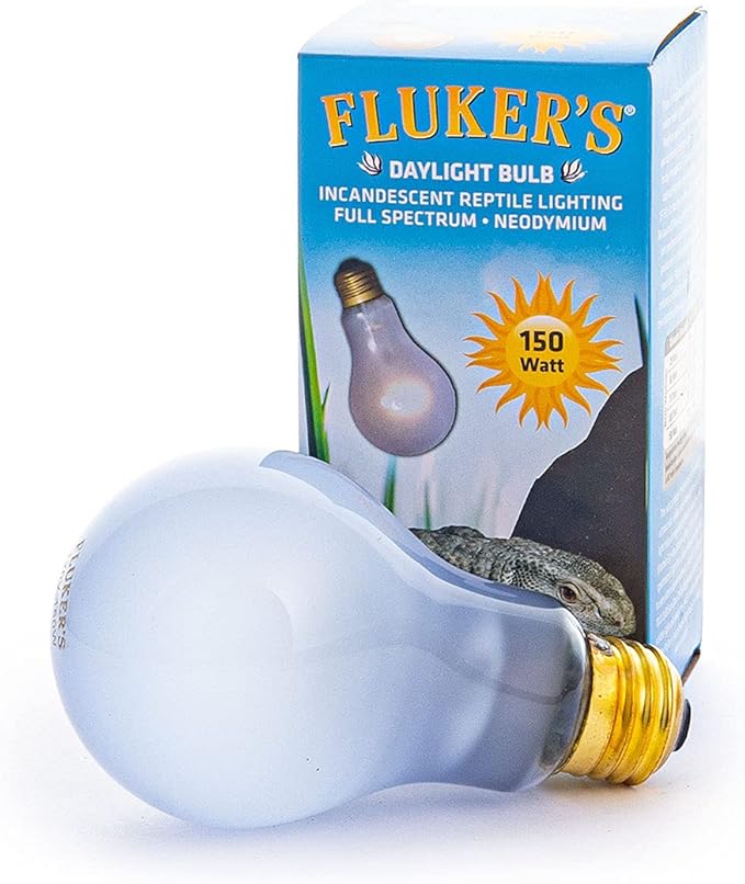 Fluker's Incandescent Reptile Lighting, Full Spectrum Daylight Bulb for Reptiles, Made with Neodymium, Provides Infrared Light, 150-Watt Flukers