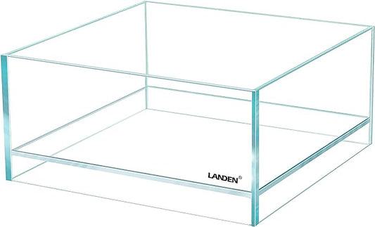 LANDEN Glass Air Aquarium Tank Multi-Scene Landscape Aquarium, 1.6Gallon Rimless Low Iron Shallow Tank,10.63" W×10.63" D×4.72" H (27cmx27cmx12cm) 5mm Thickness Landen
