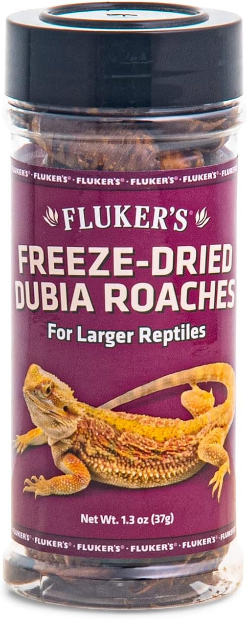 Fluker's Freeze Dried Dubia Roaches, Ideal for Lizards, Reptiles, Birds, Fish, Hedgehogs, 1.7 oz Flukers