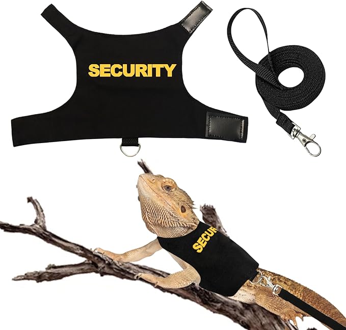 Bearded Dragon Harness and Leash Set - Self-Adhesive Adjustable Lizard Reptiles Harness Bearded Dragon Accessories, Bearded Dragon Clothes with 67in Escape Proof Nylon Leash for Walking Outdoor PAWPICO