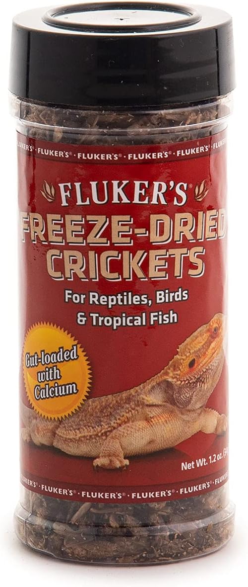 Fluker's Freeze Dried Crickets, Ideal for Reptiles, Birds, and Fish, Packed with Protein and Essential Nutrients, 1.2 oz Flukers