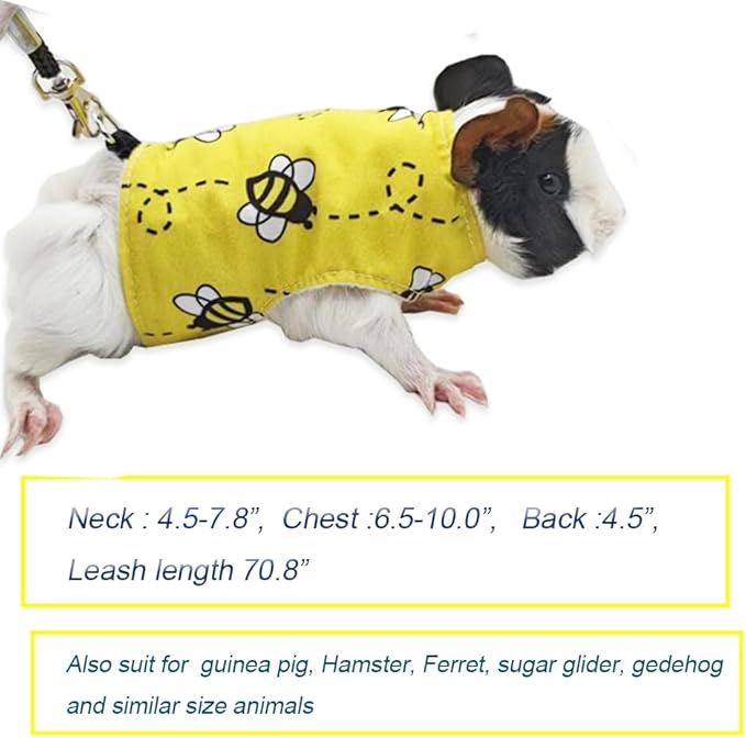 Lizard Clothes with Leash for Real Lizard,Bearded Dragon Harness and Leash Set,Leopard Gecko Costume,Reptile Hoodies Apparel for Skin Protection (Bee) Anelekor