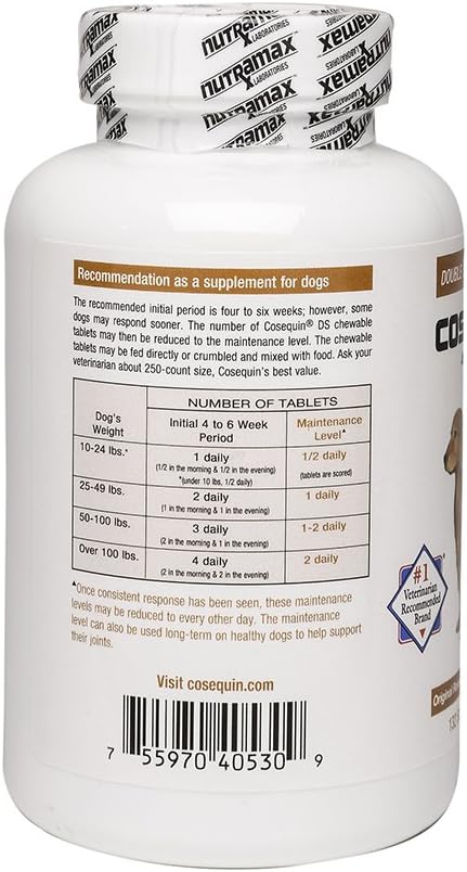 Nutramax Cosequin DS Joint Health Supplement for Dogs - With Glucosamine and Chondroitin, 132 Chewable Tablets NutramaxLaboratories