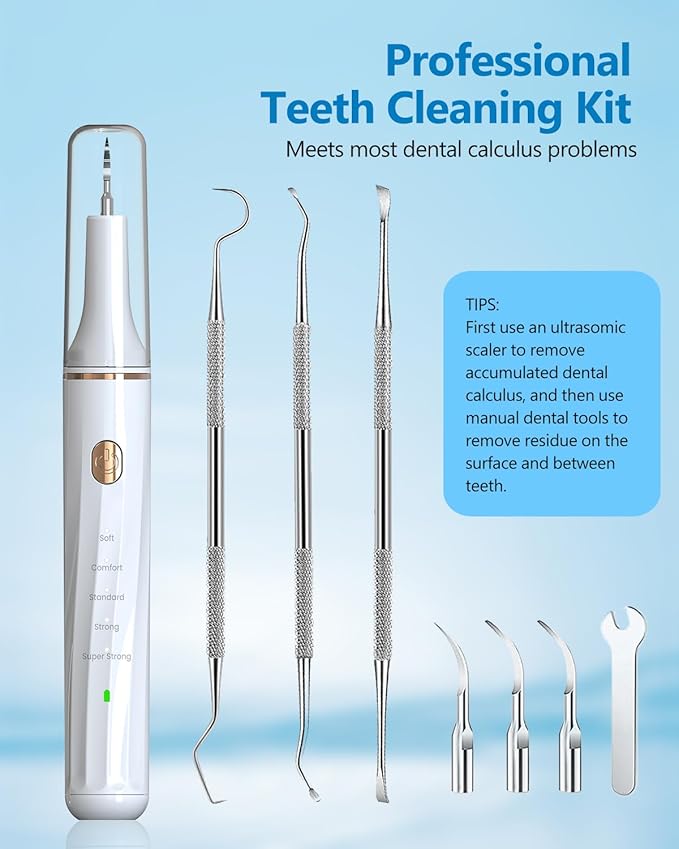 Hansaplast Plaque Remover for Teeth, Dog Teeth Cleaning, Dental Tools to Remove Tartar and Stains, Safe for Dogs & Cats, with Led Light & 5 Adjustable Modes(White) Hansaplast