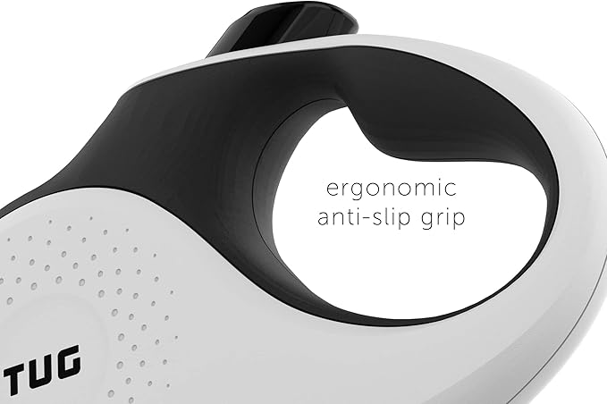 TUG XL 360° Tangle-Free Retractable Dog Leash with Anti-Slip Handle | 26 ft Strong Nylon Tape | One-Handed Brake, Pause, Lock (Extra Large, White) TUG