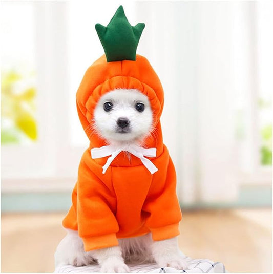 Warm Dog Winter Clothes Cute Fruit Dog Coat Hoodies Fleece Pet Dogs Costume Jacket for French Bulldog Chihuahua Ropa para Perro(Orange,XS) - PAWPICO