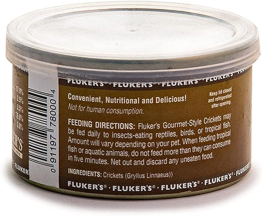 Fluker's Gourmet Canned Food for Reptiles, Fish, Birds and Small Animals, Crickets, 1.2 oz (Pack of 2) Flukers
