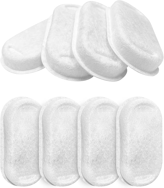 Official Tomxcute Cat Water Fountain Filters for 108oz/3.2L and 135oz/4.0L Adjustable Water Flow Pet Water Fountain, Ultra-Quiet Cat Water Fountain 8 Packs Filters & 8 Sponges Foam Filters - PAWPICO