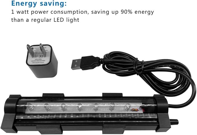 PULACO 1 Watt Aquarium Fish Tank Air Stone with Automatic Color Changing LED Light for Small Fish Tank Air Pump PULACO