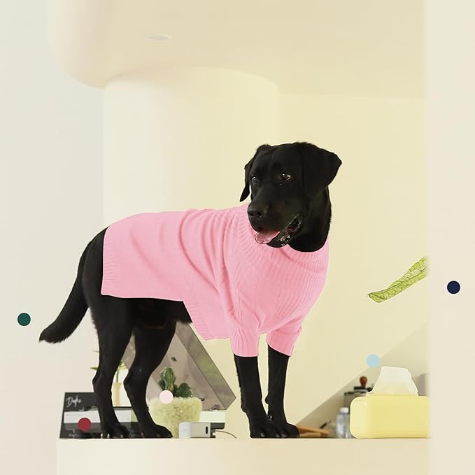 IECOii XXL Dog Sweater,Knit Big Dog Sweater Christmas,Pet Turtleneck Doggy Sweatshirt for Extra Large Dogs boy Girl,Large Size Dog Cold Weather Outfit English Bulldog Clothes for Winter(Pink,XXL) - PAWPICO