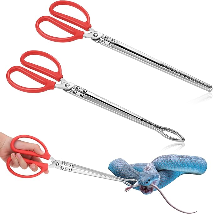 2 Pcs Snake Feeding Tongs, Snake Hook Snake Grabber Tool Snake Stick Reptile Tongs for Ball Python Tank Accessories Snake Tank Accessories(15in) XLSXEXCL