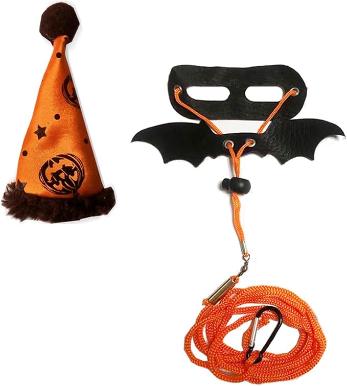 Halloween Bearded Dragon Leash Bearded Dragon Witch hat hat Leash Set Suitable for Bearded Dragon Small Pets HOKABLE
