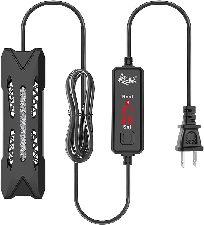 AQQA Small Aquarium Heater,Submersible Fish Tank Heater Adjustable Temperature,Mini Short Dual-use Fish Heater with LED Digital Display Thermostat,Saltwater Freshwater 100W AQQA