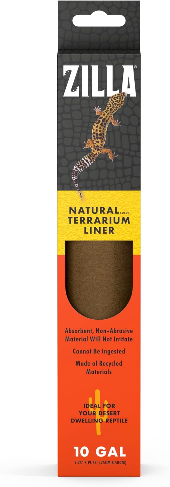 Zilla Reptile Terrarium Bedding Substrate Floor Liner, Brown, 10G, 9.75" x 19.75" Zilla