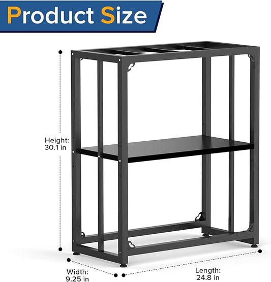 Fish Tank Stand 10-15 Gallon, Metal Aquarium Stand, 24.8" L x 9.2" W*30.1”H Double-Layer Storage Design, Suitable for Home Office Use, 660LBS Capacity,Black (Tank not Included) TOCRETOARE