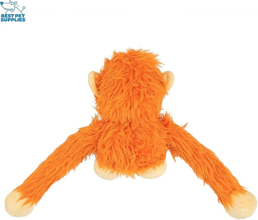Best Pet Supplies O-Hug-Atan Interactive Squeaky Plush Toy for Small and Medium Breed Puppies or Dogs - O-Hug-Atan (Orange) - PAWPICO