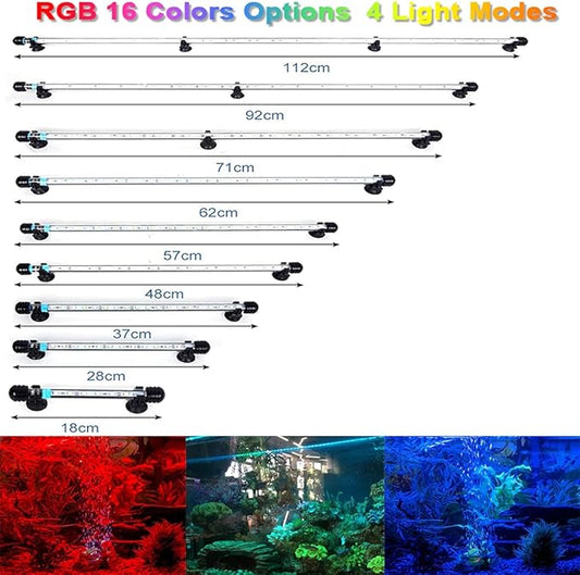 LED Aquarium Light, 7-44 Inch Waterproof Fish Light White with Blue, RGB Underwater Lamp Submersible LED Light for Fish Tank VARMHUS