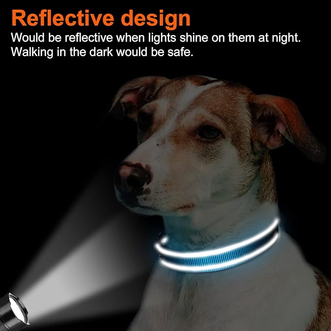 Joytale Reflective Dog Collar,Soft Neoprene Padded Breathable Nylon Pet Collar Adjustable for Small Dogs,Sky Blue,S - PAWPICO