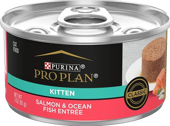 Pro Plan Wet Kitten Cat Food Entree 3 Flavor 6 Can Sampler Bundle: (2) Salmon Ocean Whitefish, (2) Chicken & Liver, and (2) Ocean Whitefish Tuna (3 Ounces) with a Catnip Mouse Toy - PAWPICO