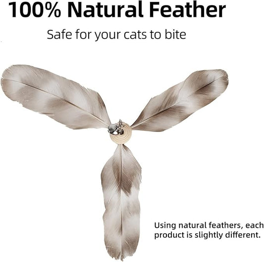 FUKUMARU Cat Wand Toy Natural Feather, Cat Toy Feather Replacement (3 PCS Feather Replacement) - PAWPICO