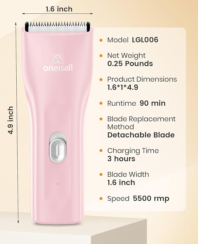 oneisall Pet Clipper for Cat Matted Hair, Pet Shaver for Cats Quiet Pet Hair Clippers Cordless Cat Clippers for Matted Hair Cat Clippers for Long Hair - PAWPICO