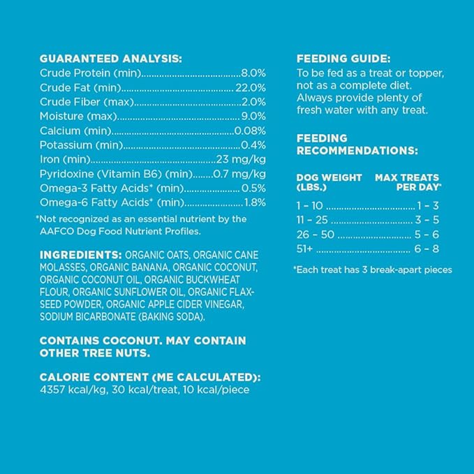 Amazon Brand - Wag Expedition Human Grade Organic Biscuits Dog Treats, Non-GMO, Gluten Free, Banana & Coconut, 10oz (Pack of 2) - PAWPICO