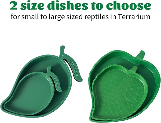 4Pack Terrarium Bowls Turtle Feeding Dishes Shallow and Flat Reptile Food and Water Feeder for Tortoise,Bearded Dragon,Lizards,Gecko,Cute Leaf and Mango Shaped SLSON