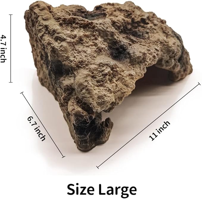 Reptile Simulation Rock Cave Hideouts Terrarium Habitat Décor Bearded Dragon Hideout for Turtles Lizards Snakes Crab (Large) LUCOSIU