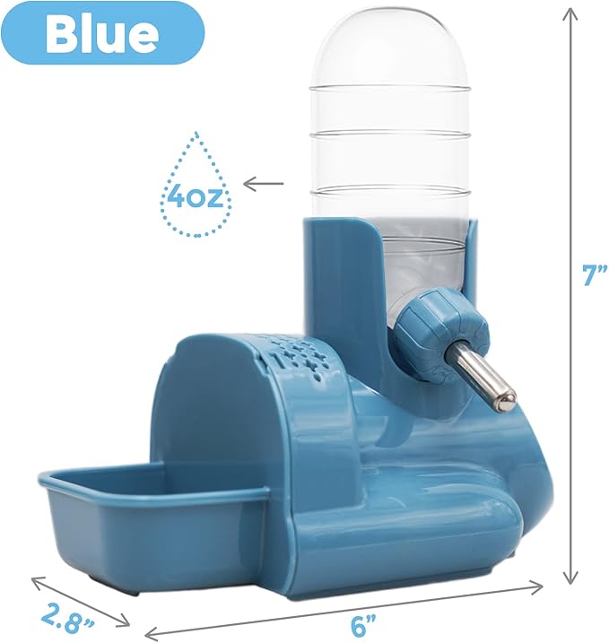 Vannon 3 in 1 Hamster Water Bottle No Drip Small Animal Water Bottle Automatic Bottle Dispenser with Food Container Base Hut and Hideout Base 4oz/120ml, BPA Free Vannon