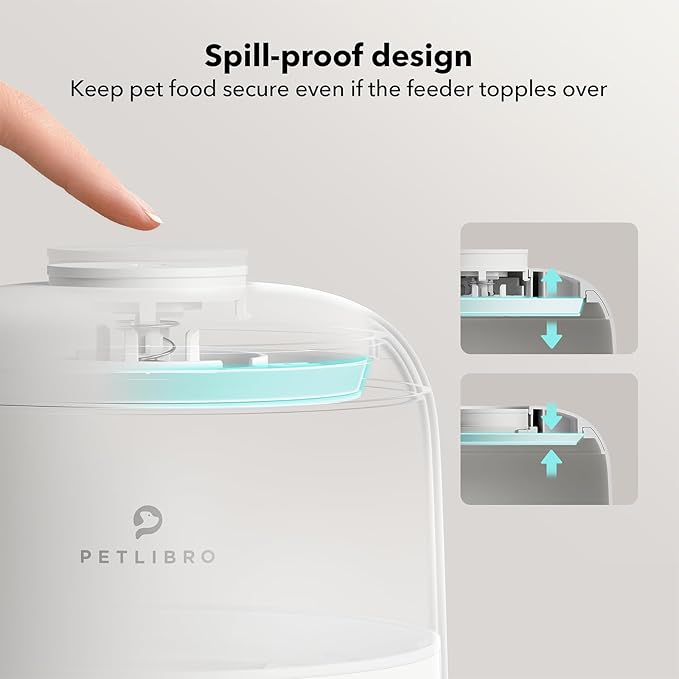 PETLIBRO Automatic Cat Feeder, Wi-Fi Rechargeable Cat Food Dispenser Battery-Operated with 30-Day Life, AIR 2.4G Wi-Fi Timed Pet Feeder for Cat & Dog, 2L Auto Cat Feeder, White - PAWPICO