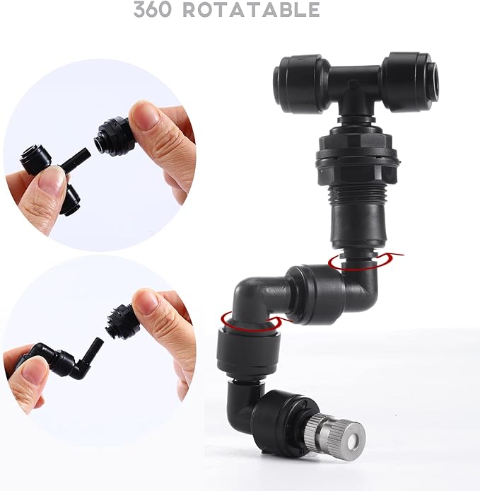 Reptile Misting Spray Nozzle for Rainforest Tank Pet Cooling Adjustable Reptile Nozzle Fogger Mist Sprinkler for Full Water Coverage, Replacement Micro Spray Nozzles, 2PCS ExplorewithPassion
