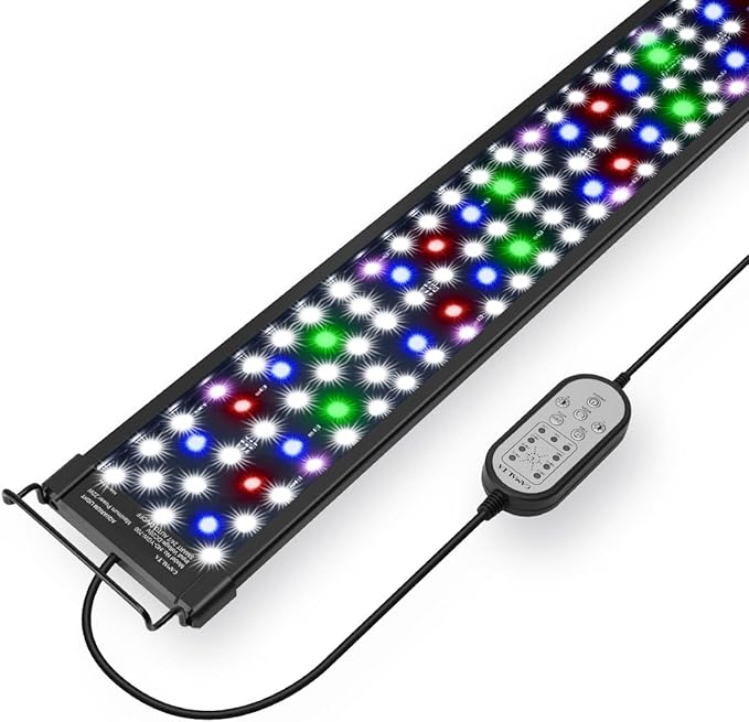 Aquarium Light,22W 24/7 Natural Mode,9 Light Modes(Water Grass Mode & 7 Colors & Cycle),Adjustable Timer and 7 Color Brightness - with Expandable Mounting Bracket for 24~30IN Fish Tank GAMALTA