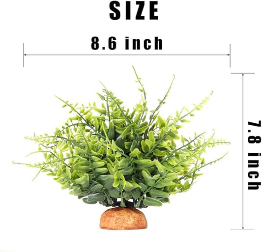 Fake Green Boston Fern, Reptile Plants for Terrarium, Amphibian Tank Accessories Habitat Decor fit Crested Gecko Leopard Lizard Chameleon Ball Python Snake Frog WOLEDOE