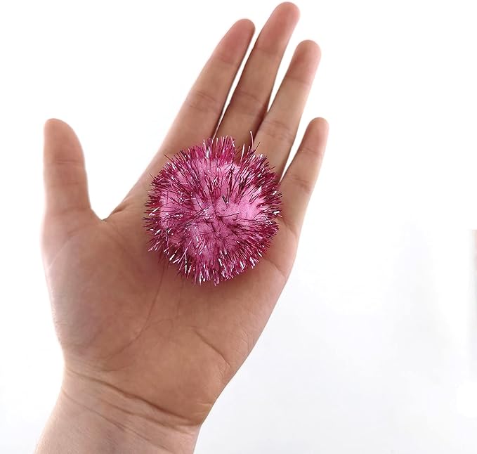 20 Pcs Assorted Color Flash Ball Cat's Favorite Toy Ball Tinsel Pom Poms Flash. - PAWPICO
