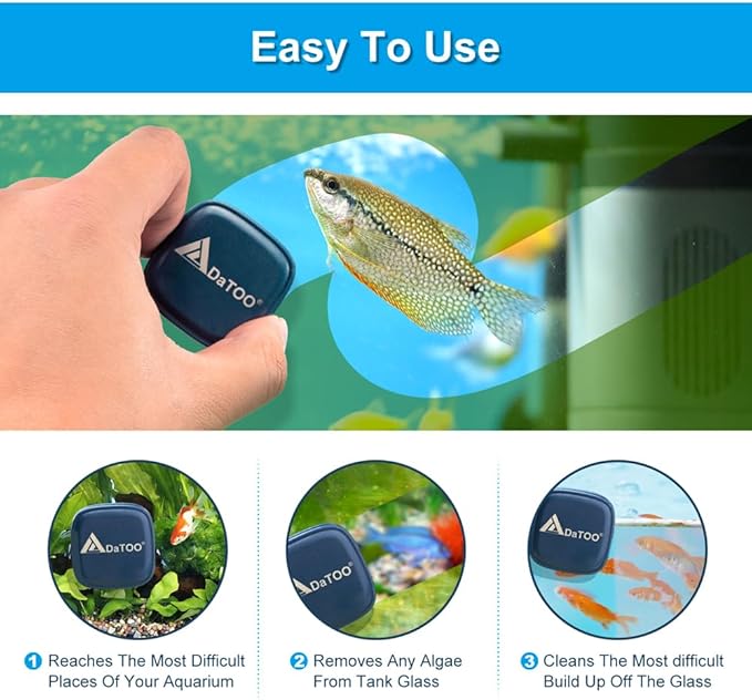 Aquarium Mini Magnetic Scrubber Scraper Small Fish Tank Cleaner Nano Glass Aquarium Cleaning Tools with Super Strong Magnet DaToo