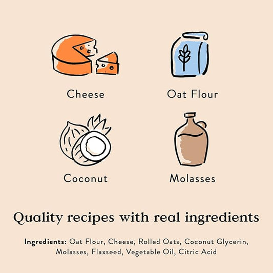 Bocce's Bakery Oven Baked Cheese Recipe Treats for Dogs, Wheat-Free Everyday Dog Treats, Made with Real Ingredients, Baked in The USA, All-Natural Soft & Chewy Cookies, Cheese, 6 oz - PAWPICO
