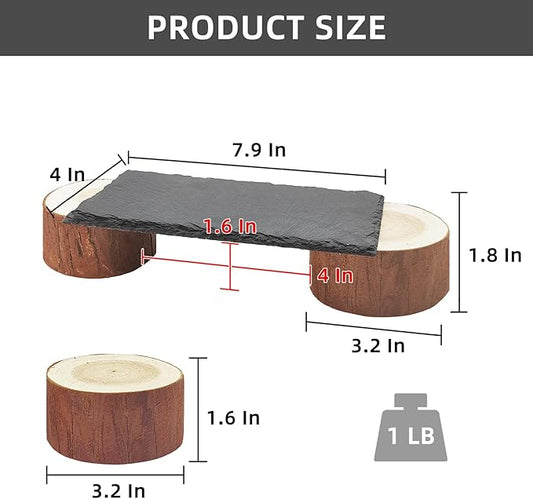 Bearded Dragon Basking Platform with Wooden Pile,Reptiles Hideout Cave,Turtle Basking Rock,Terrarium Habitat Decor Tank Accessories for Tortoise Lizards Snakes Chameleon Style A Gxsdj