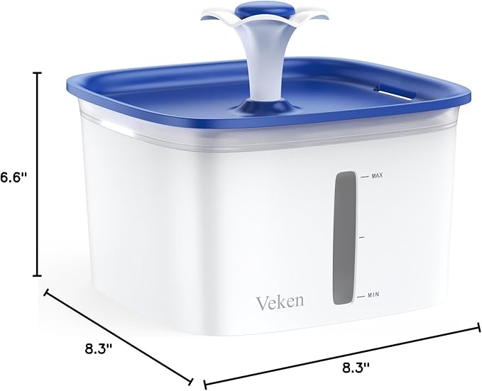 Veken 95oz/2.8L Pet Fountain, Automatic Cat Water Fountain Dog Water Dispenser with Replacement Filters for Cats, Dogs, Multiple Pets (Blue, Plastic) - PAWPICO