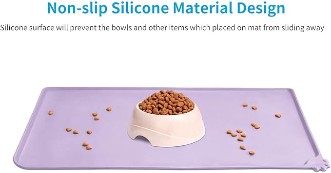 AUDWUD Silicone Waterproof Dog Cat Pet Feeding Mats,Anti Slip Pet Bowl Mats,Pet Feeding Mat,21" x 15" - PAWPICO