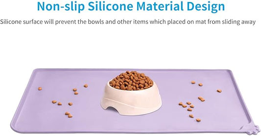 AUDWUD Silicone Waterproof Dog Cat Pet Feeding Mats,Anti Slip Pet Bowl Mats,Pet Feeding Mat,21" x 15" - PAWPICO