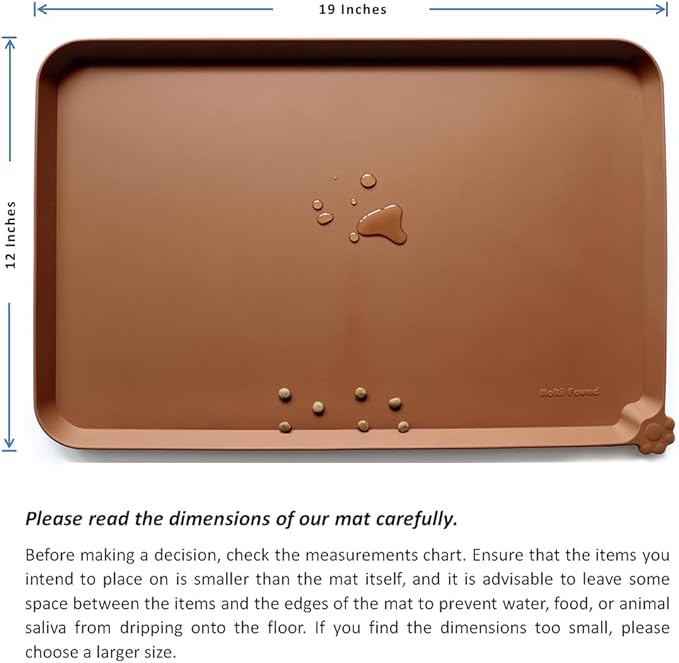 Hoki Found Silicone Pet Food Mats Tray - Non Slip Pet Dog Cat Bowl Mats Placemat - Dog Pet Cat Feeding Mat - Waterproof Dog Cat Food Mats -Pet Water Mats for Carpet -Caramel - PAWPICO