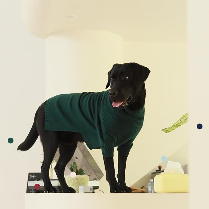 IECOii Extra-Large Dog Sweater 4XL,Christmas Dog Sweaters for Extra Large Dogs Girl Boy,Turtleneck Knitted Knitwear for Pet,Easy On Doggie Sweatshirt Dog Sweater for Doberman,Great Dane(Green,XXXXL) - PAWPICO