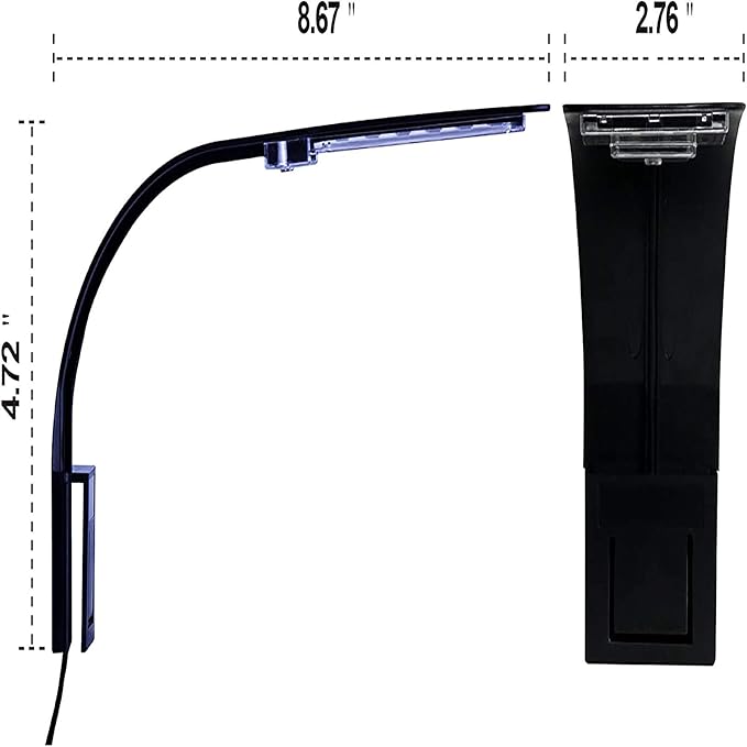 10W Super Slim Aquarium Fish Tank 5730 LED Light Clip-on Lamp Aquatic Plant Lighting (Black Body White+Blue Light) ICINSTANTCOACH